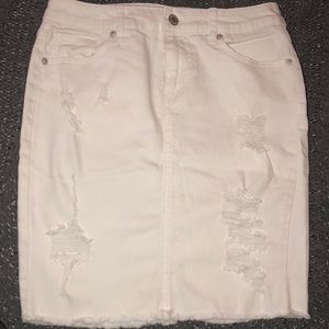 White Denim Mini Skirt